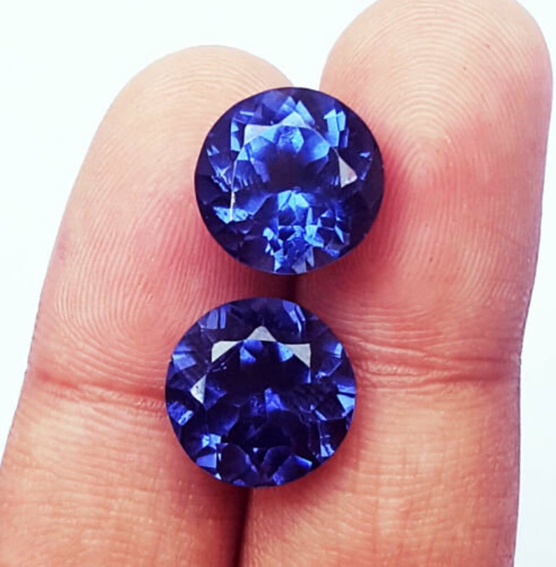 blue Tanzanite 10 carats Pair natural AAA Loose gemstone origin Tanzania , loose Round Tanzanite stone for ring , Round cut blue tanzanite image 4