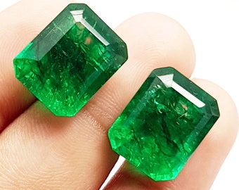22 Ct Green Emerald Cut Loose Gemstone | Natural Colombia Emerald for Ring Making | Large Emerald Jewelry Stone | Anniversary Gift for Her