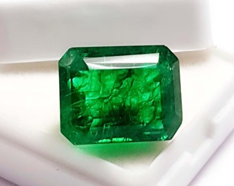 Émeraude verte naturelle de Colombie, 11 carats, pour bague ou mariage, taille émeraude, cadeau pour la Saint-Valentin