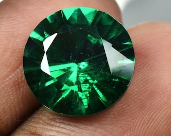 10 carats vert grenat forme ronde en laboratoire-créé belle coupe facettée meilleure qualité utilisation de pierres précieuses en vrac pour la fabrication de bijoux en pierre !!!