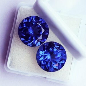 blue Tanzanite 10 carats Pair natural AAA Loose gemstone origin Tanzania , loose Round Tanzanite stone for ring , Round cut blue tanzanite image 5