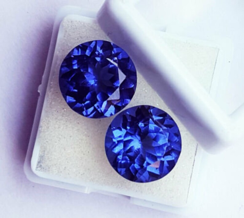 blue Tanzanite 10 carats Pair natural AAA Loose gemstone origin Tanzania , loose Round Tanzanite stone for ring , Round cut blue tanzanite image 5