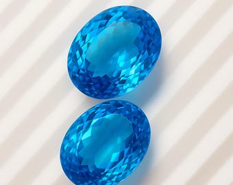 32 Carat Ocean Blue Aquamarine Gemstone – Oval Step Cut Loose Stone from Brazil, March Birthstone, Statement Gem Gift for Her