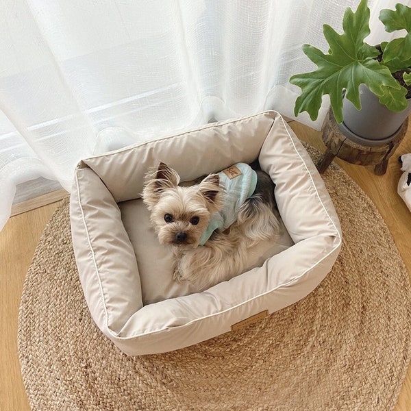 Lit pour chien résistant à l’eau en duvet de coton - Lits confortables modernes pour chiens et chats avec couverture lavable