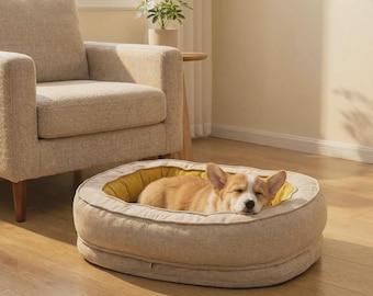 Oval Orthopedic Pet Bed - Modern Durable Dog & Cat Bed with Removable Cover