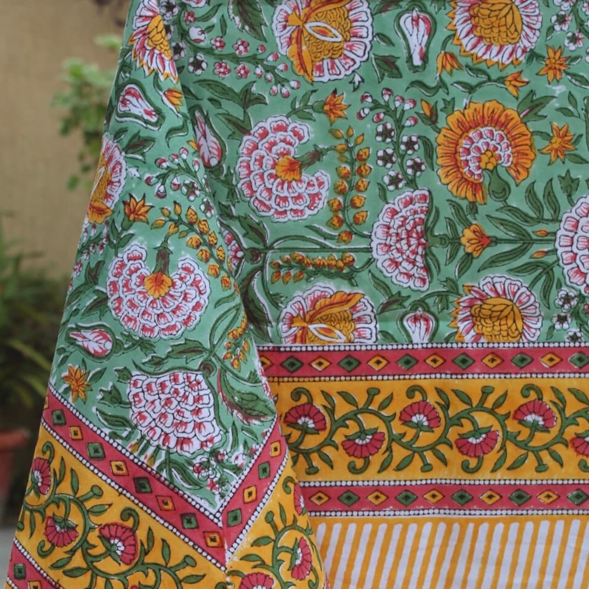 Boho Vintage Block Print Tablecloth