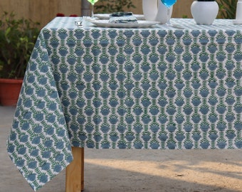 100% Cotton Vintage Tablecloth With Napkins, Block Print Floral Table Cover Square/Rectangle/Round, Wedding/Party Table Top Wears.