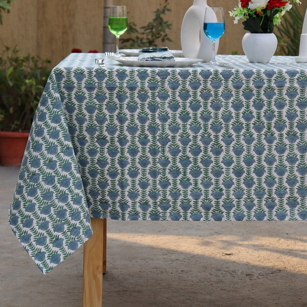 100% Cotton Vintage Tablecloth With Napkins, Block Print Floral Table Cover Square/Rectangle/Round, Wedding/Party Table Top Wears.