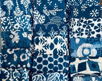 Großhandelsmenge Block Print Indigo Servietten 100% Baumwolle Hochzeit Servietten Set Boho Stil Wiederverwendbare Cocktail Servietten Tischdecke Servietten