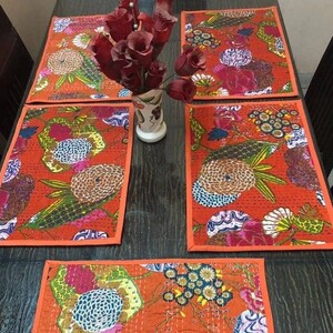Rajasthani Kantha Table Runner & Placemat Set Rajasthani Kantha Table Runner & Placemat Set