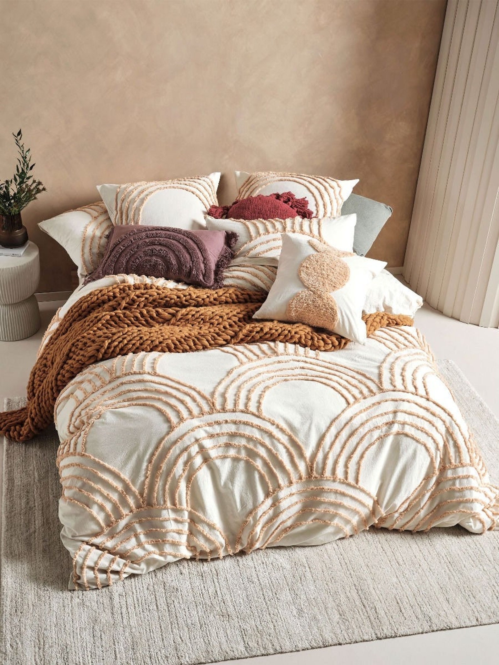 Boho Style 3pc Tufted Cotton Duvet Cover Set King/queen/twin - Etsy