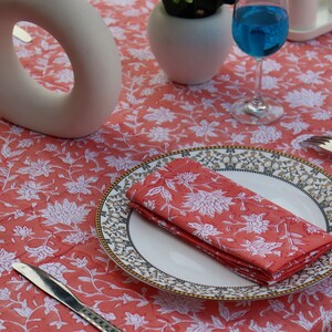 Floral Block Print Cotton Napkins Set, Kitchen Table Dinner Napkins, Boho Style Eco Friendly Everyday Napkins Wholesale Lot, Gift For Her. image 3