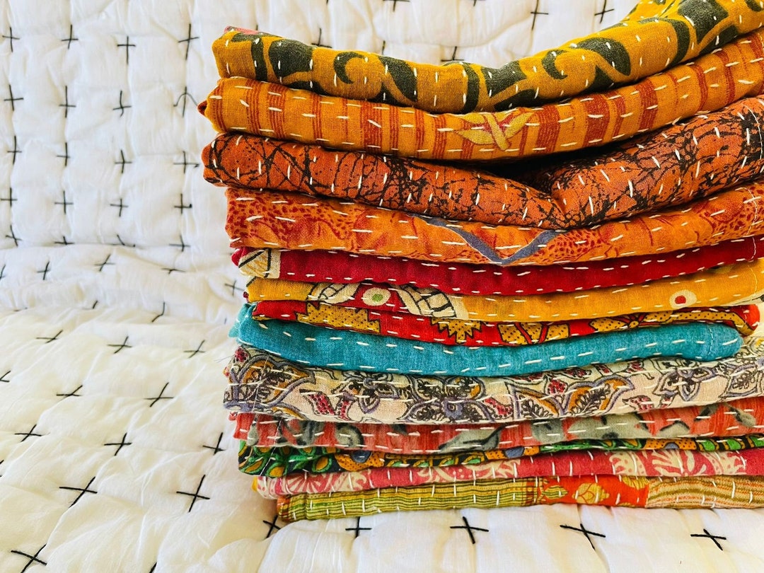 Reversible Kantha Napkins Set for Dinner 100 Cotton Double Etsy