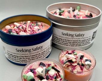 Seeking Safety - Trauma Support - Reiki Charged - Healing Energy Ritual Candle - Soy Aromatherapy Candle - Intention Candle