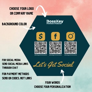QR code Business Social Media Sign Payment Sign Instagram Facebook Zelle Venmo Cashapp QR Code Sign