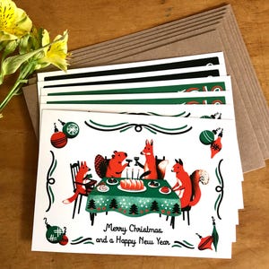Set of 6 Christmas cards. “Dining table”