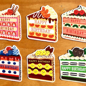 Set of 6 Birthday Cake Cards, “taartkaarten”
