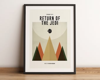 Star Wars Return of the Jedi inspired Poster Print, retro modern, vintage, Art Print, Endor, midcentury modern, Star Wars print poster, SW