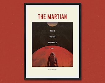 The Martian Inspired Print, retro modern, vintage inspired, Art Print, Space Print, midcentury modern, movie print, Mars poster, Space
