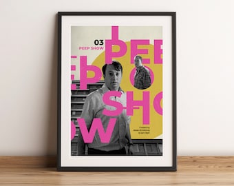 Peep Show Poster Print, retro modern, vintage inspired, Art Print, TV series print, midcentury modern, tv show, type print, Peep Show UK
