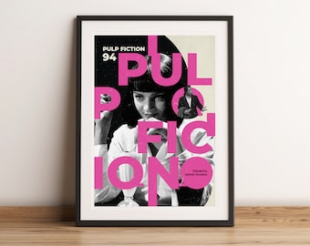 Pulp Fiction Print, retro modern, vintage inspired, Art Print, midcentury modern, movie poster, pulp fiction milkshake poster, Mia Wallace