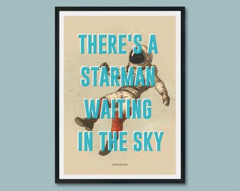Starman Print, David Bowie Art, Retro Space Poster (Digital Download)