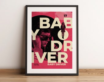 Baby Driver, Movie Poster Home Wall Decor, Baby Driver Poster, Edgar Wright, Vintage Retro Art Print, Typography Movie Poster, Wall Art