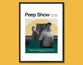 Peep Show Poster Print, retro modern, vintage inspired, Art Print, TV series print, midcentury modern, tv show, Peep Show UK print, UK