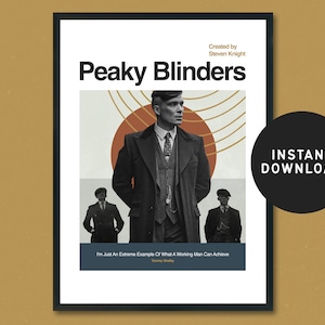 Peaky Blinders Poster Print, retro modern, vintage geïnspireerd, Art Print, TV-serie print, midcentury modern, tv, BBC poster, Tommy Shelby
