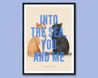 The Lovecats Print, The Cure print, Cat Print, Love Cats Poster, Into the sea, Cure, Tabby, Feline Wall Decor, music quote, The Cure lyrics