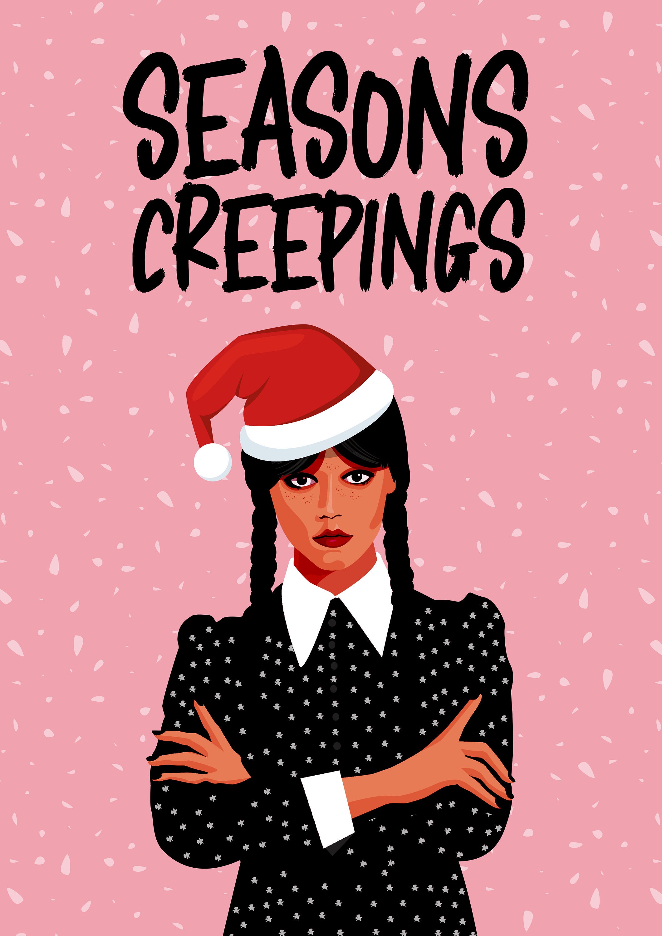 Wednesday Addams Christmas Card Funny 