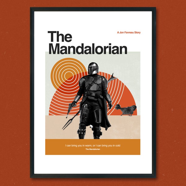 The Mandalorian Poster Print, retro modern, vintage inspired, Art Print, TV series print, midcentury modern, tv show, Mandalorian, Star Wars