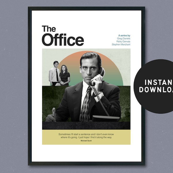 The Office Poster Print, retro modern, vintage inspired, digital, TV series print, midcentury modern, tv show, the Office America print