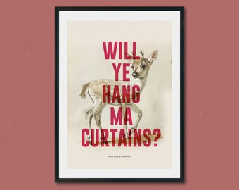 Baby Reindeer Poster Print, Botanical print, vintage inspired, Art Print, TV series print, nature print, tv, hang my curtains, Martha print
