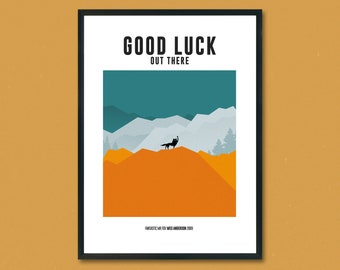 Fantastic Mr Fox inspired Poster Print, retro modern, vintage, Art Print, midcentury modern, minimilist, good luck wolf, good luck out there
