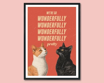 The Lovecats Print, The Cure print, Cat Print, Love Cats Poster Picture, Cure, Tabby, Feline Wall Decor, music quote, The Cure lyrics