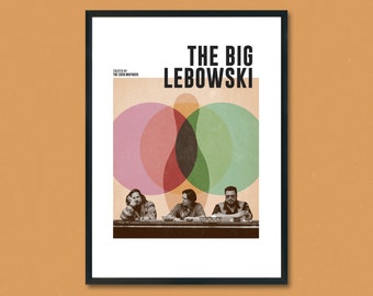 The Big Lebowski Print, retro modern, vintage inspired, Art Print, midcentury modern, movie poster, The dude, Coen Brothers movie poster