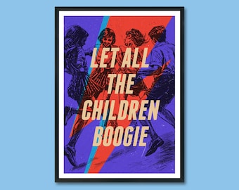 Starman Children Boogie Print, Ziggy Stardust print, David Bowie art, music quote, vintage inspired, vintage, music poster, music art