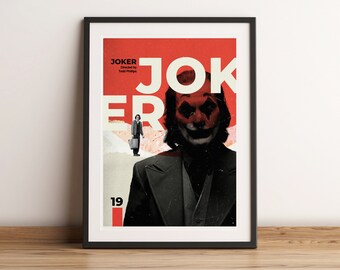 Joker Inspired Print, retro modern, vintage inspired, Art Print, midcentury modern, movie poster, the Joker movie poster, type print