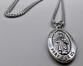 Saint Jude Medal Necklace: Stainless Steel Catholic Patron Saint