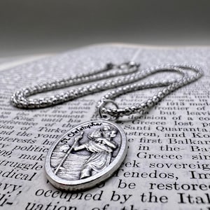 Silver Catholic Saint Christopher Medal Necklace Handmade in Scotland