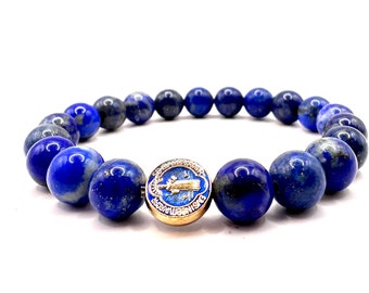 Handmade in Scotland Saint Benedict Catholic Christian Rosary Beads Bracelet Charm Protection from Evil Luck Gift Blue