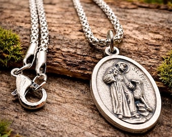 Collar de San Francisco de Asís: Medalla de acero inoxidable, hecha a mano en Escocia.