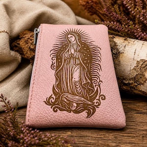 Sacchetto per rosario inciso: regalo cattolico personalizzato, Santa Maria di Guadalupe