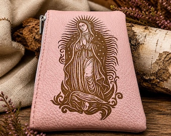 Engraved Rosary Pouch: Custom Catholic Gift, Santa Maria De Guadalupe