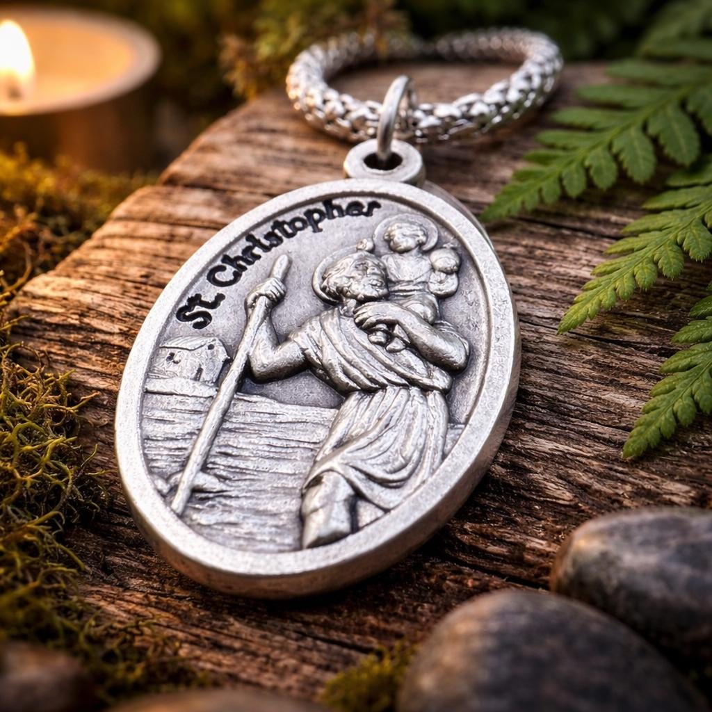Ciondolo San Cristoforo In Argento 925 Con Catenina 45 Cm – Protettore Dei Viaggiatori – Regalo