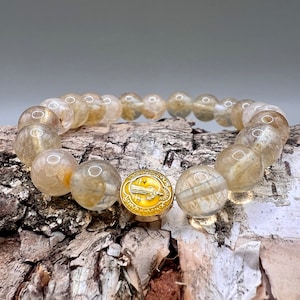 Fabriqué à la main en Écosse Saint Benoît catholique chrétien chapelet bracelet de perles charme protection cadeau malchance pierre citrine orange jaune