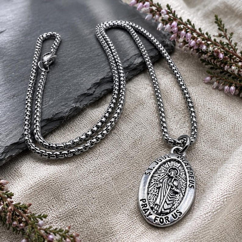 Saint Jude Medal Necklace: Stainless Steel Catholic Patron Saint - Etsy