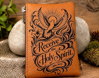 Engraved Rosary Pouch: Custom Catholic Gift - Pentecost Holy Spirit