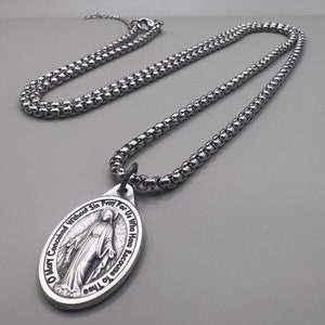 Simple Elegant Handmade in Scotland Silver Catholic Medal Necklace Miraculous Medal Virgin Mary Santa Maria Hope